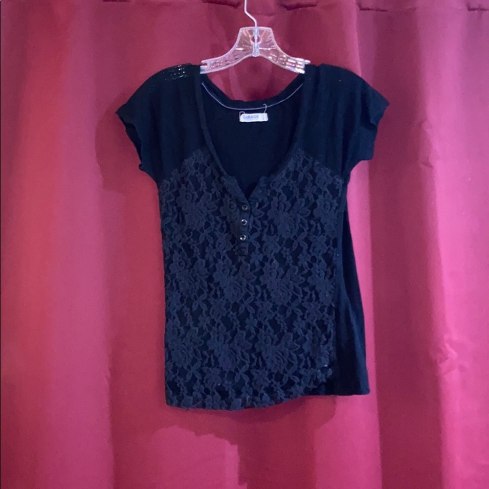 Black t with lace in front